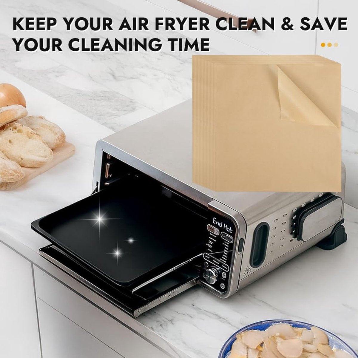 Baking Paper - 12-inch Airfryer Baking Paper - 200 Sheets - Disposable Airfryer Liner - Oven Accessory with Hinged Lid - Image 4