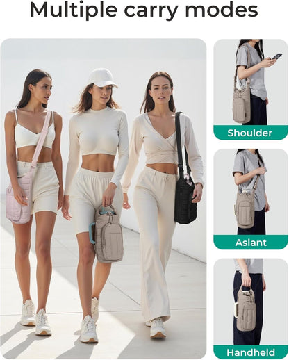 Handbag - Bottle Holder - Suitable for 950ml/1200ml water bottles - With shoulder strap and phone pocket - Unisex - The perfect companion for hiking and camping trips (Light Pink) - Image 7