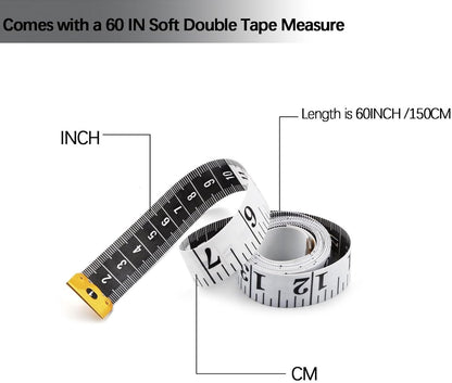 Measuring Tape - 3-Pack - Extendable Measuring Tape - Double-Sided Flexible Measuring Tape - Suitable for Measuring Body Sizes - 60 Inches (1.5 Meters) - Can Be Used for Sewing Fabrics, Making Clothes, Etc. (Macaron Blue, Pink, Green) - Image 4