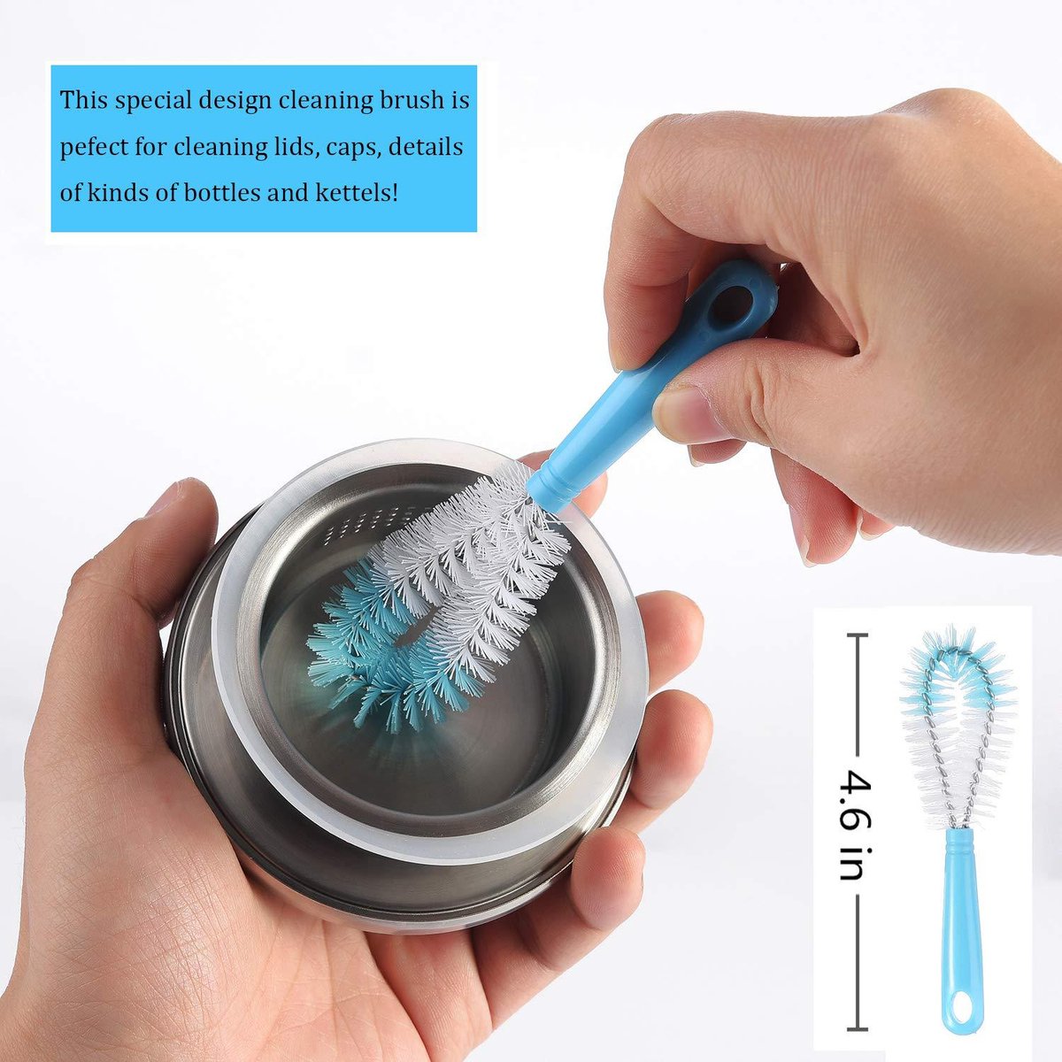 Cup Cleaning Brushes - Pack of 8 - Scratch-resistant - For all cup surfaces - Baby bottle brush - Blue - Image 3