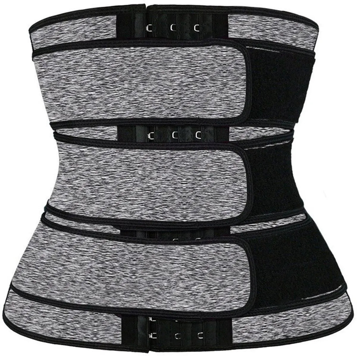 Women Sweat Reducer Training Belt - Sweatband - Waist Trainer - Slimming Belly Band - 3-Row Closure & Breathable Material - Extended Sizes (S to 6XL) - Gray,S