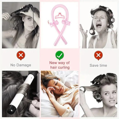 Hair Rollers - 6-Piece - Heatless Curling Iron - Heatless Curls - Curls without Heat - Includes Hair Clip and Satin Sleep Cap (Black) - Image 3