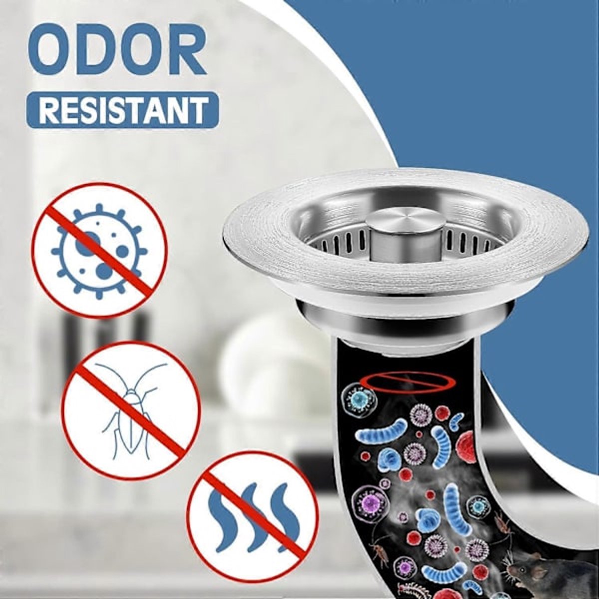 Sink Drain Strainer - 3-in-1 - Stainless Steel - Collapsible Sink Stopper - Strainer - Silver - Image 3