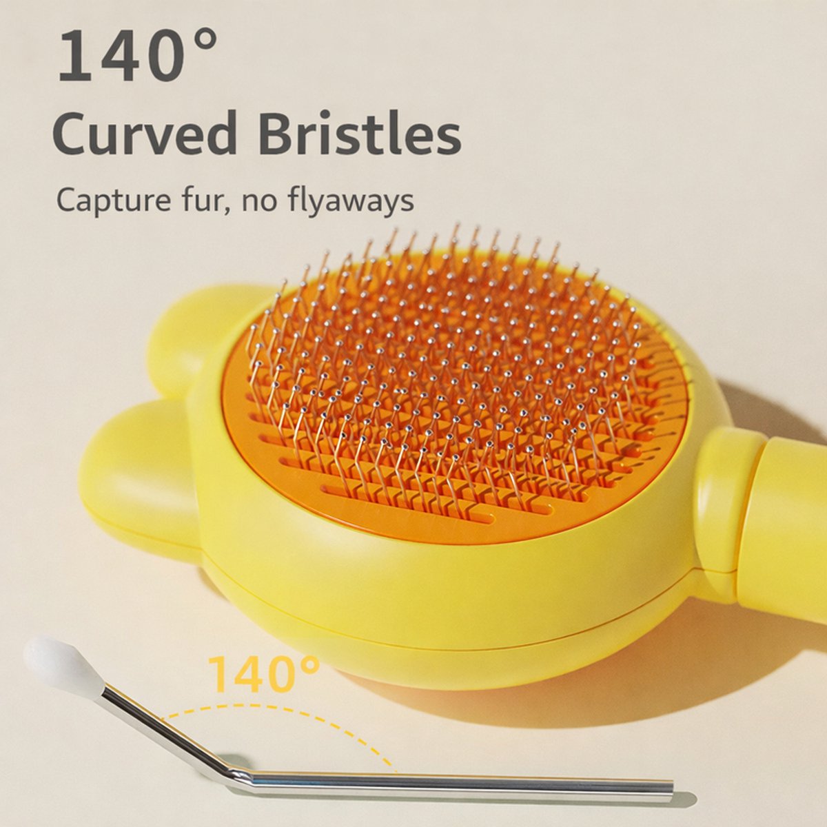 Pet Comb for Cats - Silicone Grooming Brush - For Long and Short Hair Coats - Fun Tools for Removing Pet Hair - Yellow - Image 2
