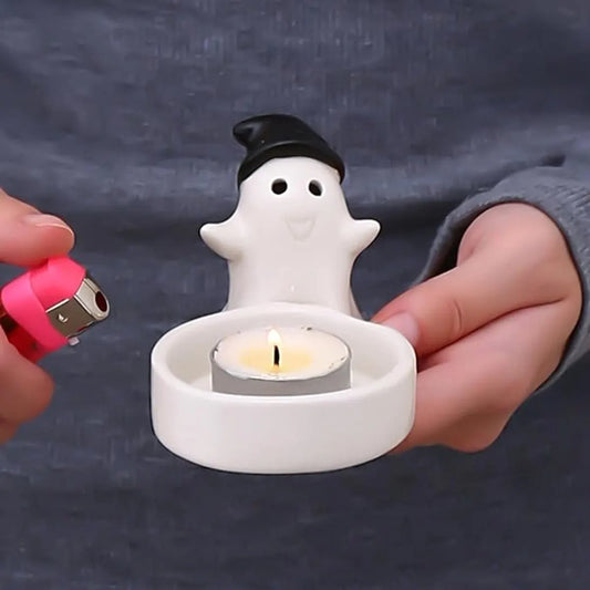 1 Piece - Ceramic Ghost Candle Holder - Cute Ghost Ornament - Birthday Gift - Desk Decoration (Style 2) - Image 4