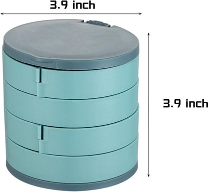Jewelry Box - Foldable Storage Box - Rotating Jewelry Box with Multiple Layers - Elegant Storage Box for Earrings - Dust-free and Compact - Suitable for Earrings and Jewelry (Blue) - Image 5