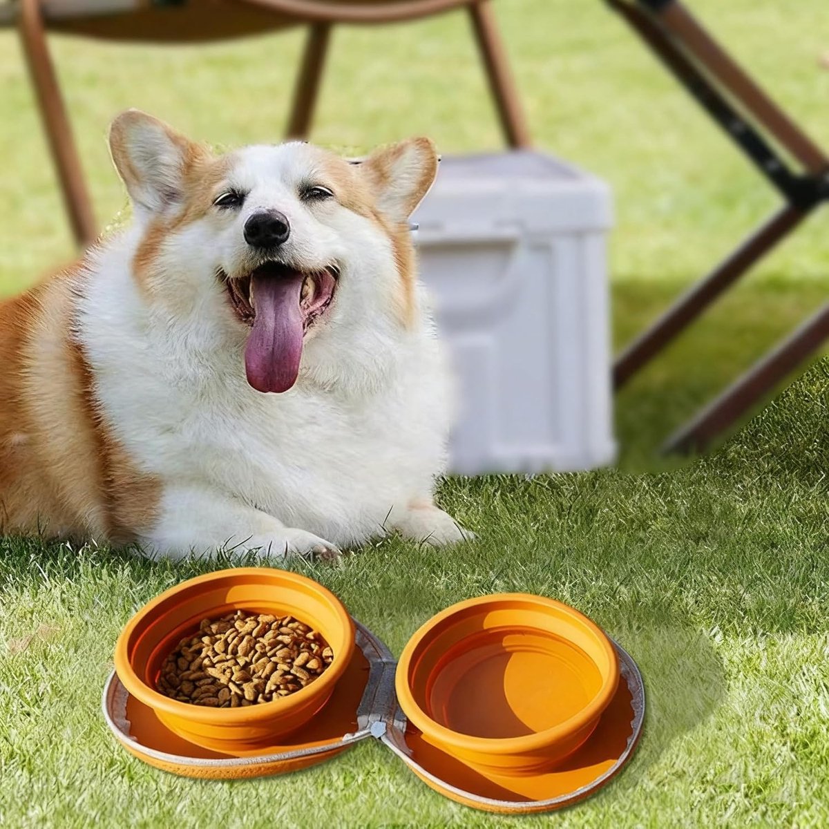 Dog Food Bowl - Foldable Dog Food Bowl - Outdoor Pet Food Bowl - 2-in-1 Dog Food Bowl - with Zippered Storage Bag and Carabiner - Suitable for Travel, Hiking, Camping and Other Activities (Pink) - Image 5