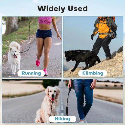 1.8m Long Dog Training Leash - Durable, tension-free polyester dog leash with two padded handles and reflective thread - For small and medium-sized dogs - Black - Image 6
