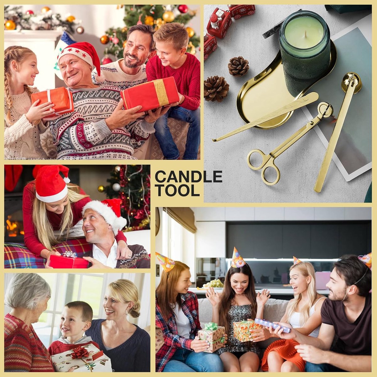 Candle Extinguisher - 3 in 1 Candle Accessory Set - Candle Key, Mini Candle Extinguisher, Candle Key - Perfect for Candle and Fragrance Lovers (3-Piece Set, Gold) - Image 3