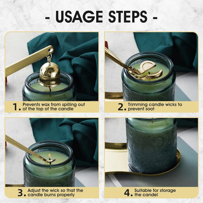 Candle Extinguisher - 3 in 1 Candle Accessory Set - Candle Key, Mini Candle Extinguisher, Candle Key - Perfect for Candle and Fragrance Lovers (3-Piece Set, Gold) - Image 4