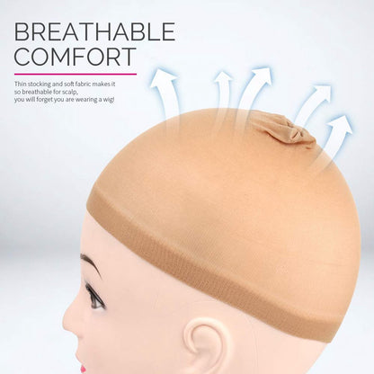 5-piece set - light brown - elastic - wig cap - Image 4