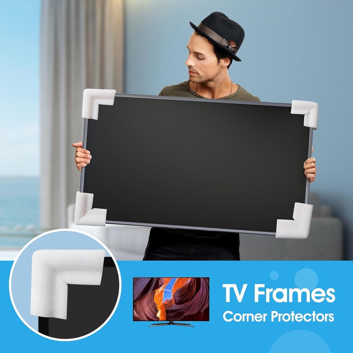 36-Piece Thick Foam Corner Protectors for TVs, Pictures, and Mirrors - Picture Frame Shipping & Packaging - Book Corner Shipping Supplies - Image 2