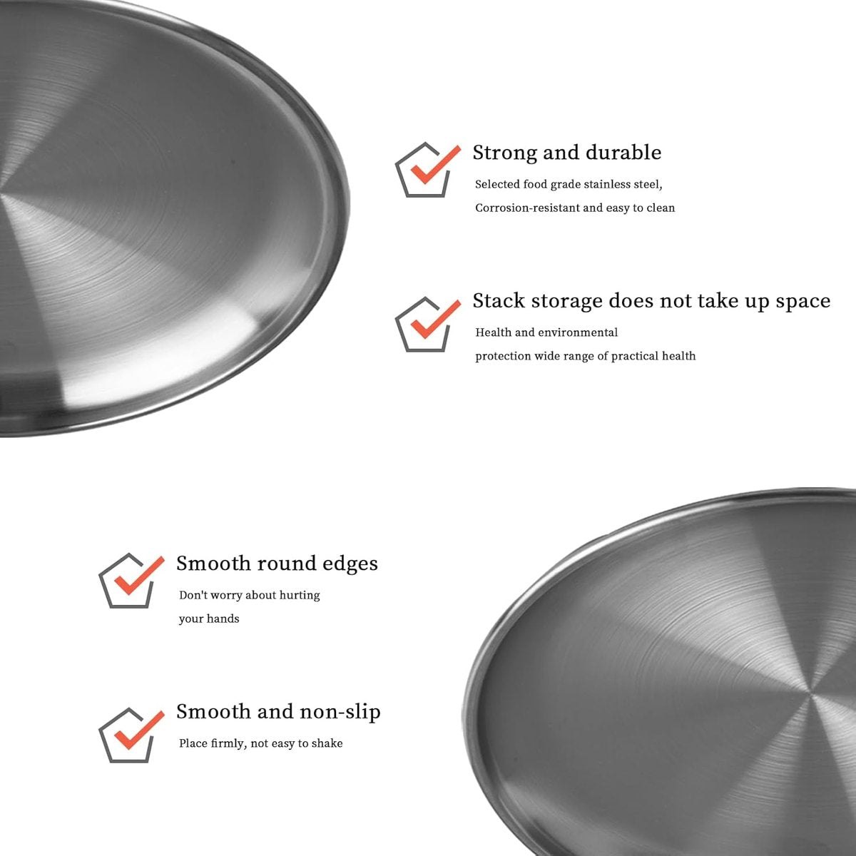 Dinner Plates - 3-Piece - Stainless Steel Plates - 20cm, 23cm, 26cm - Matte Finish - Reusable - Suitable for outdoor use, picnics, kitchens, and parties - Image 2