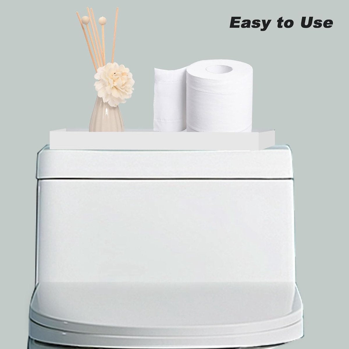 Tray - Two-piece set - Dressing table tray - Bathroom storage tray - Cosmetics storage tray - Bathroom storage box - Suitable for storing candles, soap, towels, perfume, etc. - White - 20x10x1.8 cm - Image 2