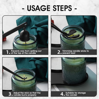 Candle Extinguisher - 3 in 1 Candle Accessory Set - Candle Key, Mini Candle Extinguisher, Candle Key - Perfect for Candle and Fragrance Lovers (3-Piece Set, Black) - Image 3