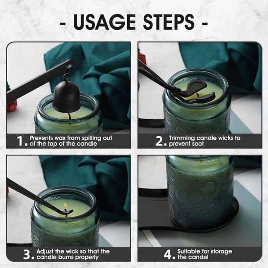 Candle Extinguisher - 3 in 1 Candle Accessory Set - Candle Key, Mini Candle Extinguisher, Candle Key - Perfect for Candle and Fragrance Lovers (3-Piece Set, Black) - Image 3