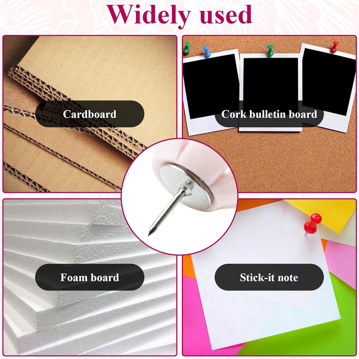 Push Pins - 30 pieces - Flower-shaped push pins - Flower pins for notice boards - Pin board pins - Decorative push pins - Suitable for notice boards, offices, schools and home use. - Image 3