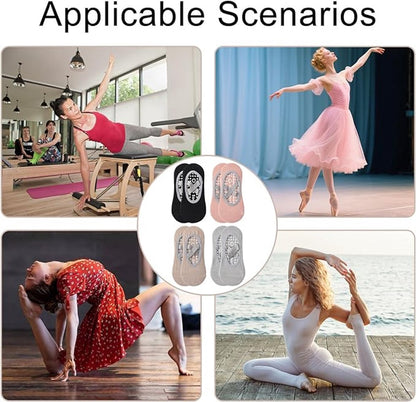 Yoga Socks (4 pairs) - Non-slip socks - Non-slip yoga socks for women - Sizes 35-41 - Pilates socks for women, Non-slip - Fitness Non-slip - Suitable for Pilates, Dance, Fitness - Image 3