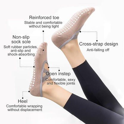 Yoga Socks (4 pairs) - Non-slip socks - Non-slip yoga socks for women - Sizes 35-41 - Pilates socks for women, Non-slip - Fitness Non-slip - Suitable for Pilates, Dance, Fitness - Image 5