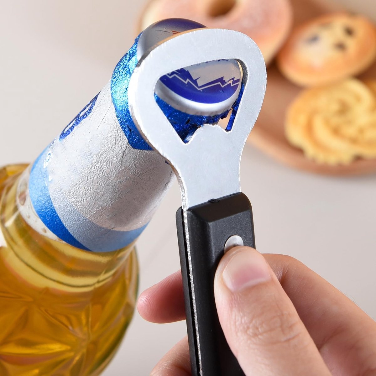 Bottle Opener - Manual Can Opener - Perforated Bottle Opener - Double Ended Wall Mounted Bottle Opener - Stainless Steel Bottle Opener for Beer and Cans - Small Bottle Opener - Suitable for Camping and Travel Use - Image 4