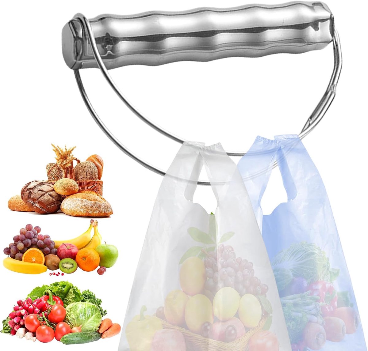 Shopping Bag Handles - Labor-Saving Tools - Supports up to 23kg - Made of Stainless Steel - Reusable - Suitable for supermarkets, home, travel, market, laundry and camping - Image 2