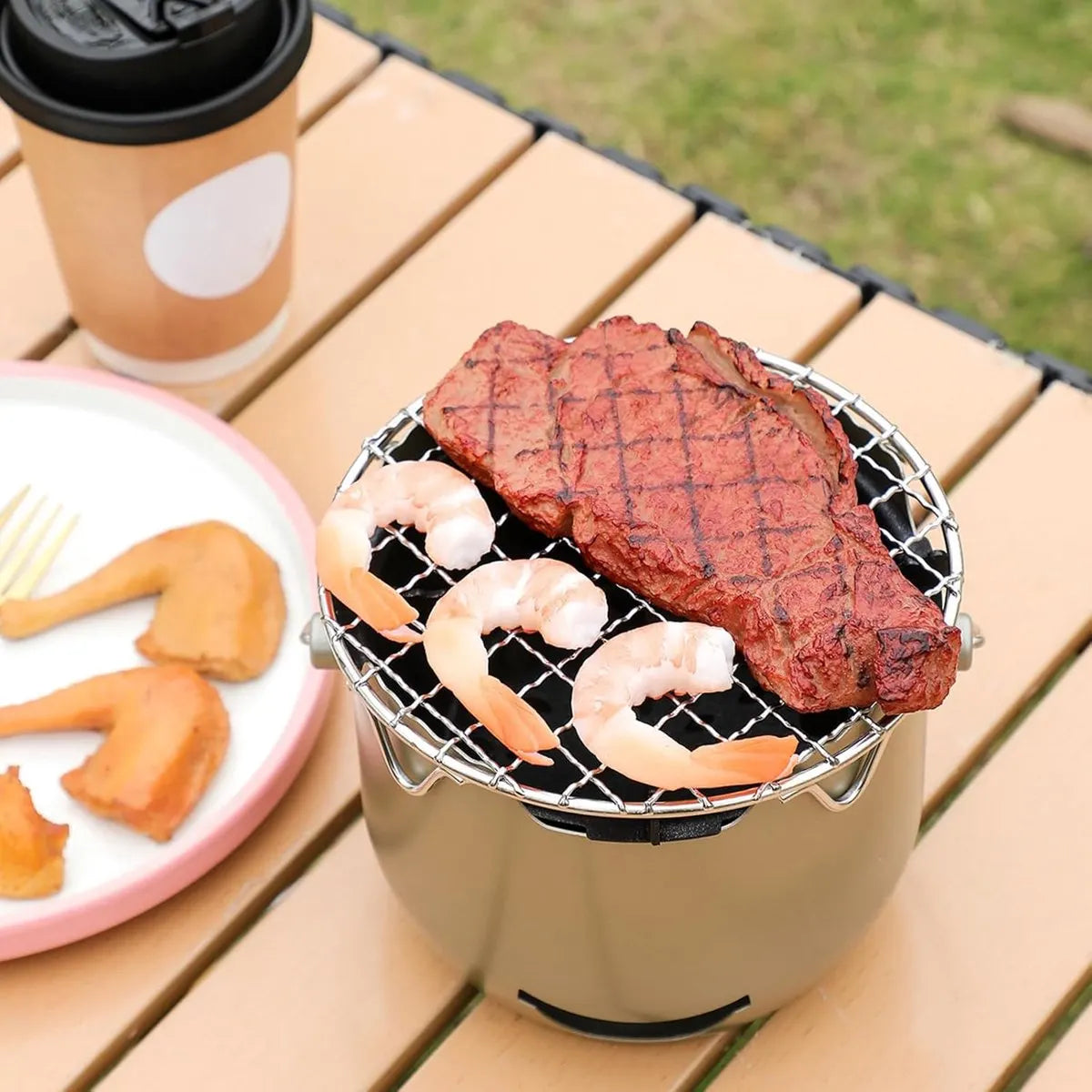 Grill - Portable Charcoal Grill - Mini Stainless Steel Charcoal Grill - Small Outdoor Grill - Suitable for Camping, Backyard BBQs, RVs and Picnics (Green) - Image 6
