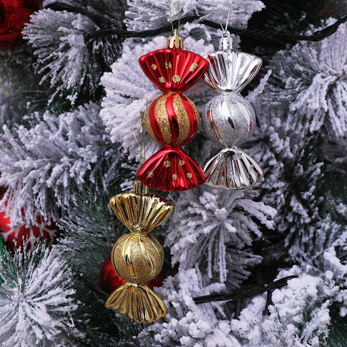 Christmas Decorations - Christmas Decorations - Painted Candy Christmas Tree Decorations - Champagne (5 per box) - Image 4