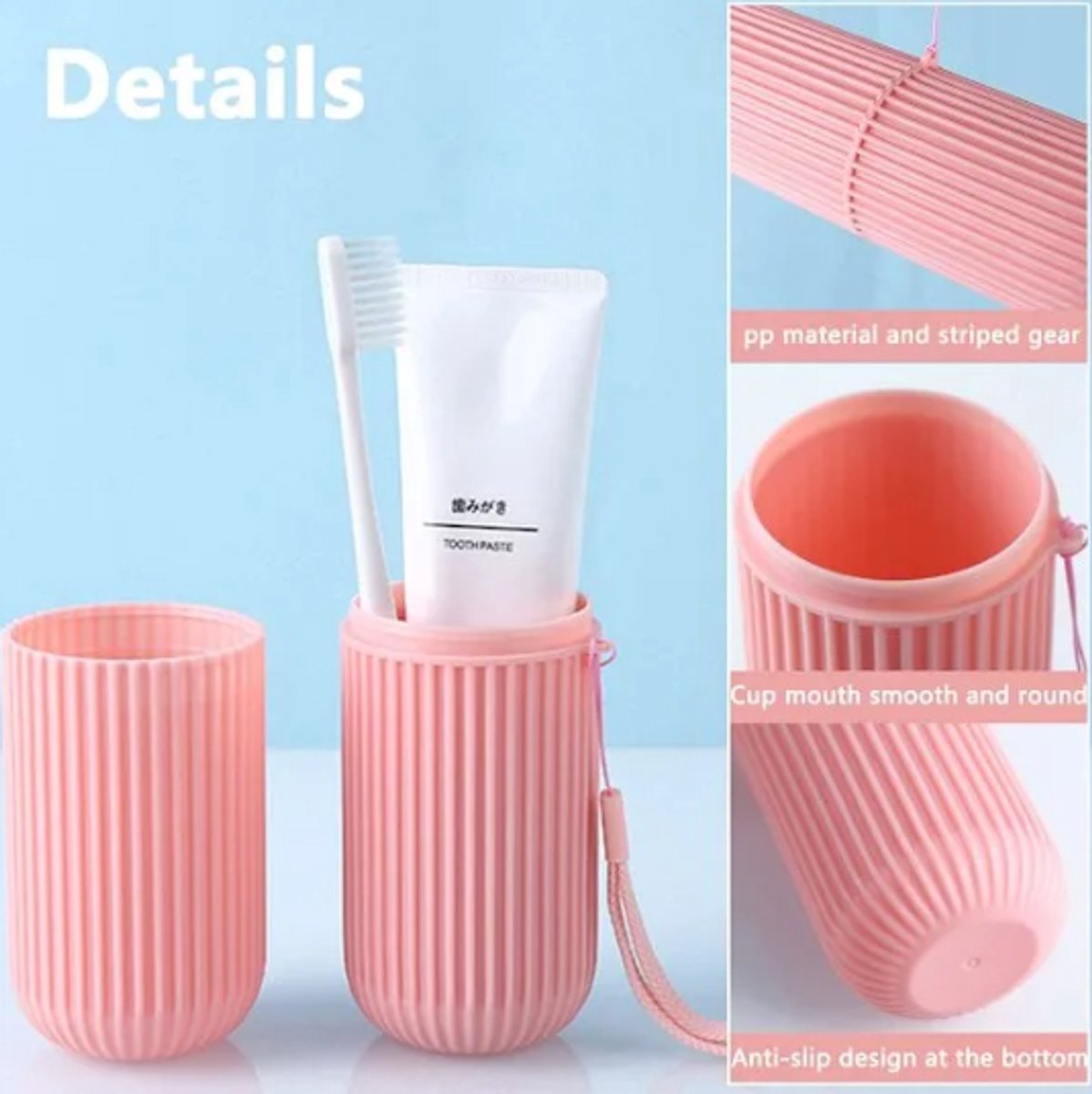 4-Piece Pack - Travel Toothbrush Holder - Portable - Travel Mouthwash Cup - Multifunctional Storage Box - Image 3