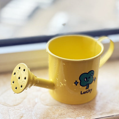 Casting Kettle - Iron Garden Small Household Casting Kettle - Bucket - Four-Leaf Clover - Yellow