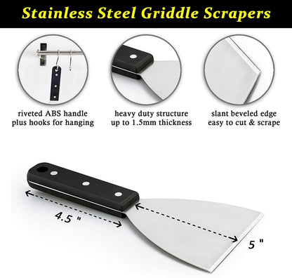 Spatulas - Pan Scrapers 2-Piece Set - For Food Processing and Cleaning - Perfect for Teppanyaki Flat Top Grills Indoor and Outdoor - Image 2