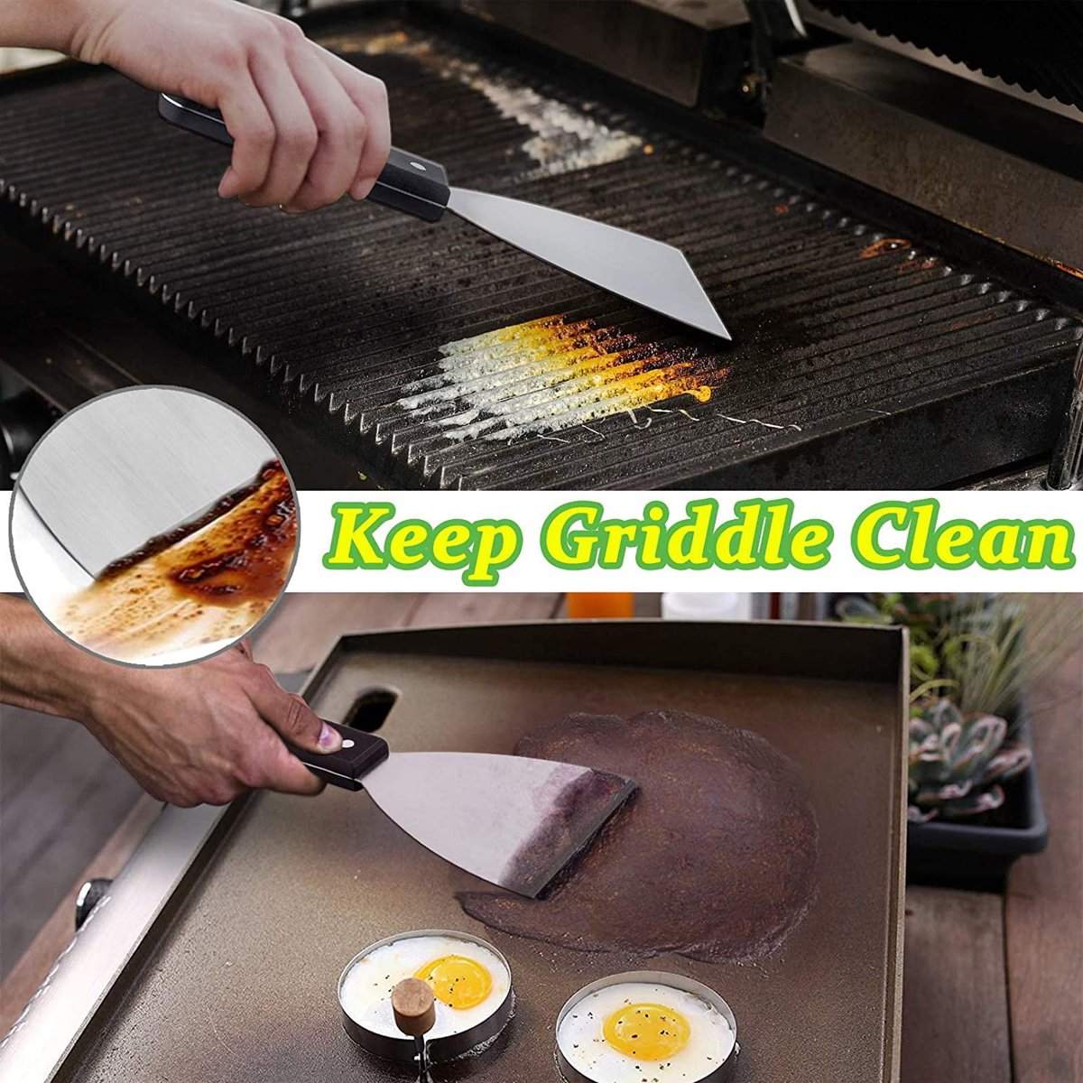 Spatulas - Pan Scrapers 2-Piece Set - For Food Processing and Cleaning - Perfect for Teppanyaki Flat Top Grills Indoor and Outdoor - Image 3