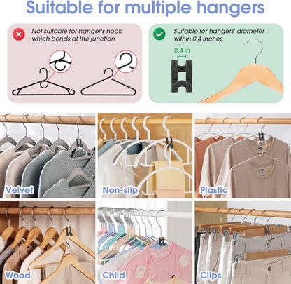 Hanger Hooks | Hooks - S-Hook Hangers - Black - Pack of 100 - Coat Hooks - Space-Saving Hanger Connector Hooks - Plastic Hanger Connectors - Ideal for Organizing Your Wardrobe - Image 6