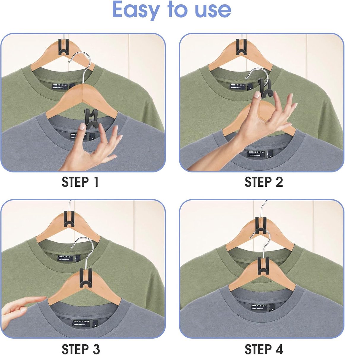 Hanger Hooks | Hooks - S-Hook Hangers - Black - Pack of 100 - Coat Hooks - Space-Saving Hanger Connector Hooks - Plastic Hanger Connectors - Ideal for Organizing Your Wardrobe - Image 7
