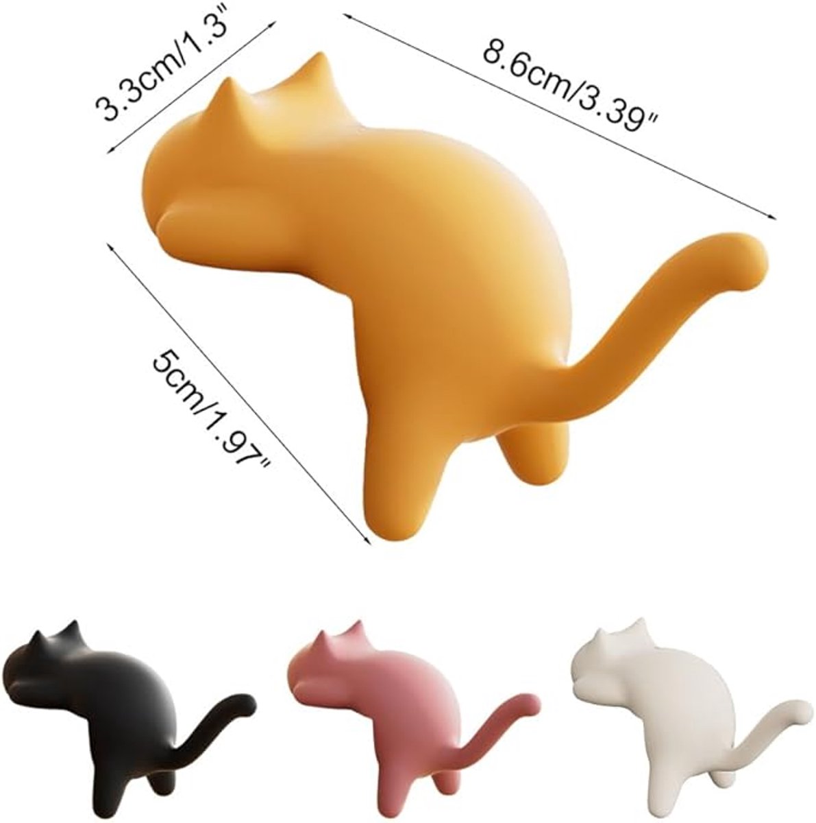 Hooks - 4-Pack - Cat Shape - Backpack Hooks - Non-Slip Hooks - No Drilling Required - Compact and Portable - Suitable for office, home, etc., and can also be used for home decoration. (Black + Off-White + Yellow + Pink) - Image 2