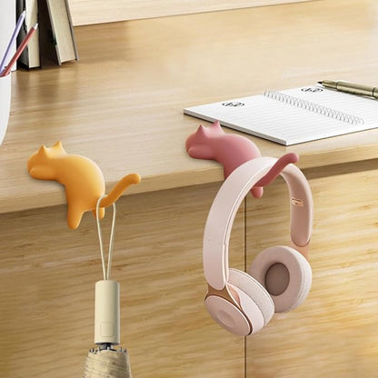 Hooks - 4-Pack - Cat Shape - Backpack Hooks - Non-Slip Hooks - No Drilling Required - Compact and Portable - Suitable for office, home, etc., and can also be used for home decoration. (Black + Off-White + Yellow + Pink) - Image 6