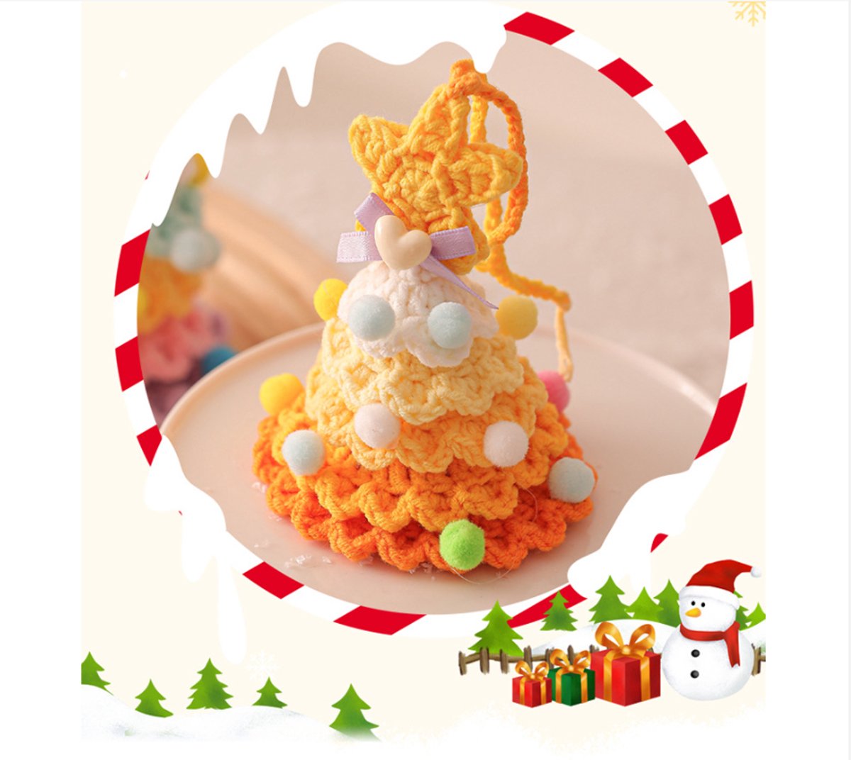 Christmas Decorations - Crochet Christmas Tree Bell Decorations - Small Christmas Decorations - Car Decorations - Style G - Image 4