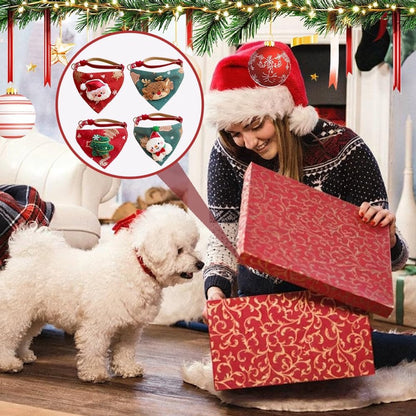 Pet Scarves - 4 Pack - Triangle Christmas Scarves for Dogs - Adjustable Scarves for Pets - Stylish and Breathable Bibs for Dogs - Buckle Design - Suitable for Autumn and Winter Christmas Outfits - Image 4