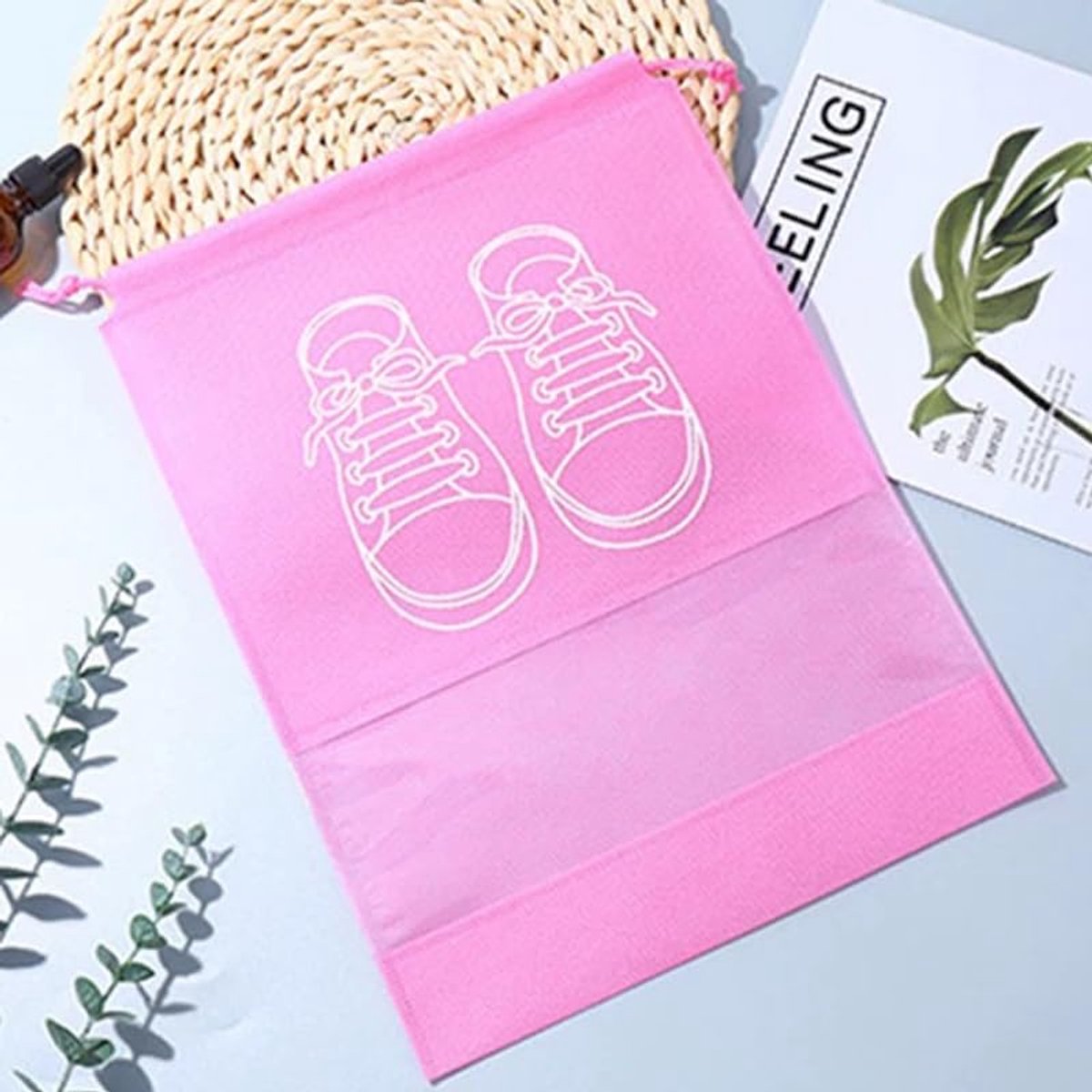 Shoe Bags - Pack of 5 - Shoe Bag - Travel and Storage Bag - Water-Repellent - Travel Organizer - Pink (43.5*32cm) - Image 2