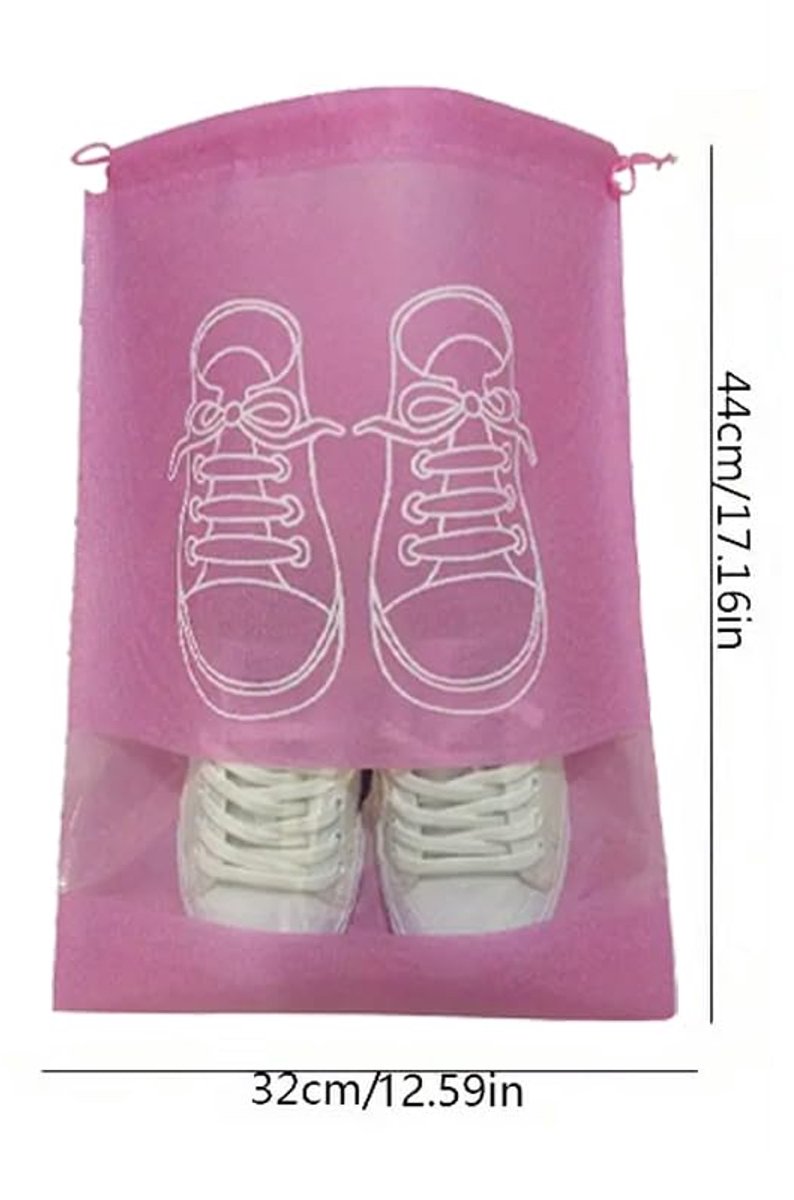 Shoe Bags - Pack of 5 - Shoe Bag - Travel and Storage Bag - Water-Repellent - Travel Organizer - Pink (43.5*32cm) - Image 3