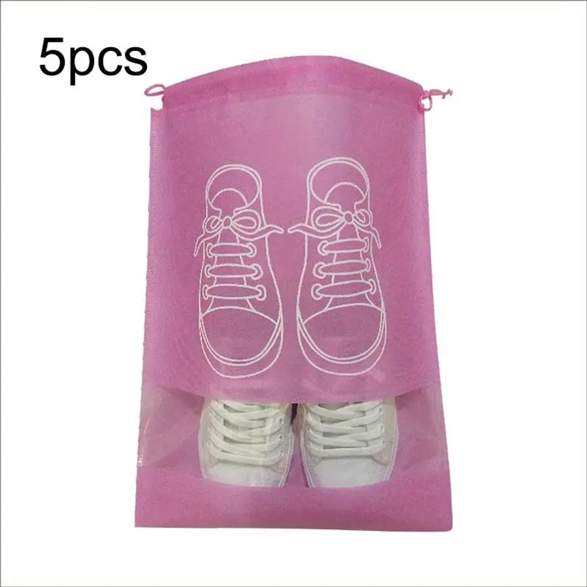 Shoe Bags - Pack of 5 - Shoe Bag - Travel and Storage Bag - Water-Repellent - Travel Organizer - Pink (43.5*32cm) - Image 4