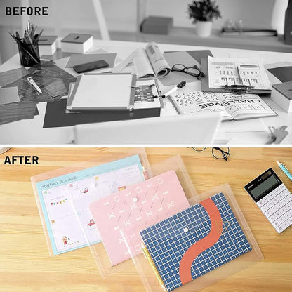 12 folders - plastic folders - transparent A4 format - waterproof - polyethylene - snap closure - ideal for office and school supplies - Image 5