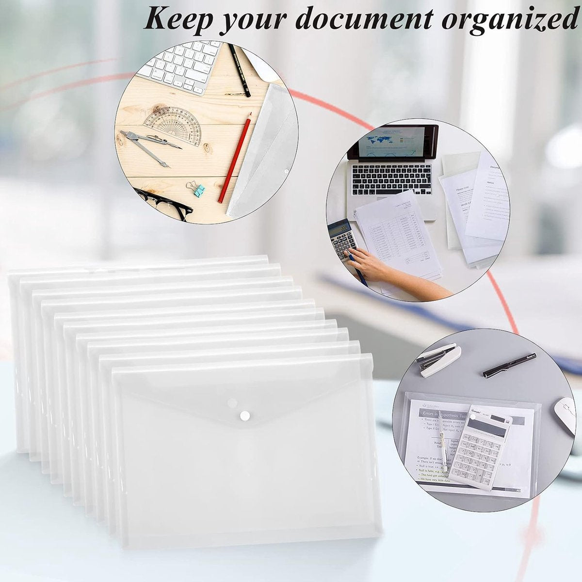 12 folders - plastic folders - transparent A4 format - waterproof - polyethylene - snap closure - ideal for office and school supplies - Image 6
