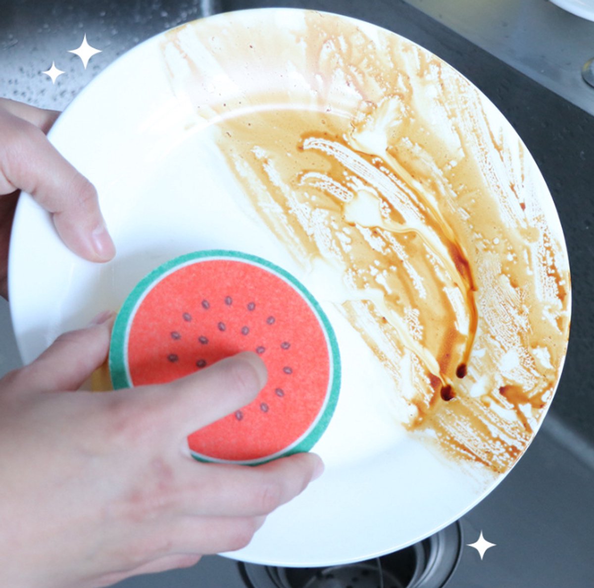 Dishwashing sponge - 4-piece set - Double-sided cleaning sponge - Dish cloth - Suitable for kitchen and bathroom - Image 4