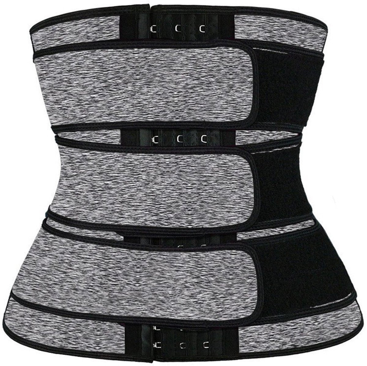 Women Sweat Reducer Training Belt - Sweatband - Waist Trainer - Slimming Belly Band - 3-Row Closure & Breathable Material - Extended Sizes (S to 6XL) - Gray, 6XL