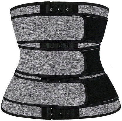 Women Sweat Reducer Training Belt - Sweatband - Waist Trainer - Slimming Belly Band - 3-Row Closure & Breathable Material - Extended Sizes (S to 6XL) - Gray, 6XL