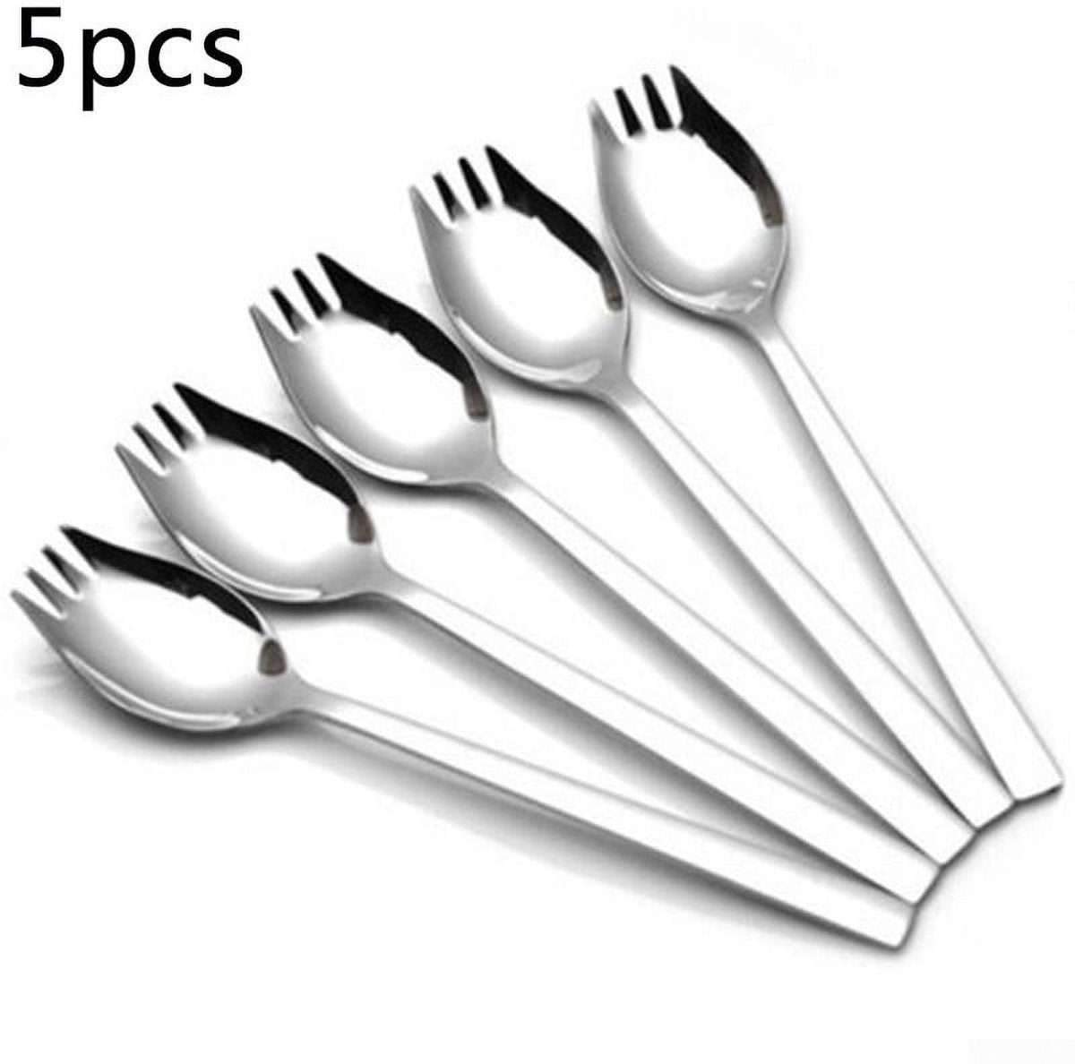 5-piece stainless steel cutlery set - fork and spoon - soup, salad and noodle spoons and forks - Image 3