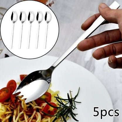 5-piece stainless steel cutlery set - fork and spoon - soup, salad and noodle spoons and forks - Image 4