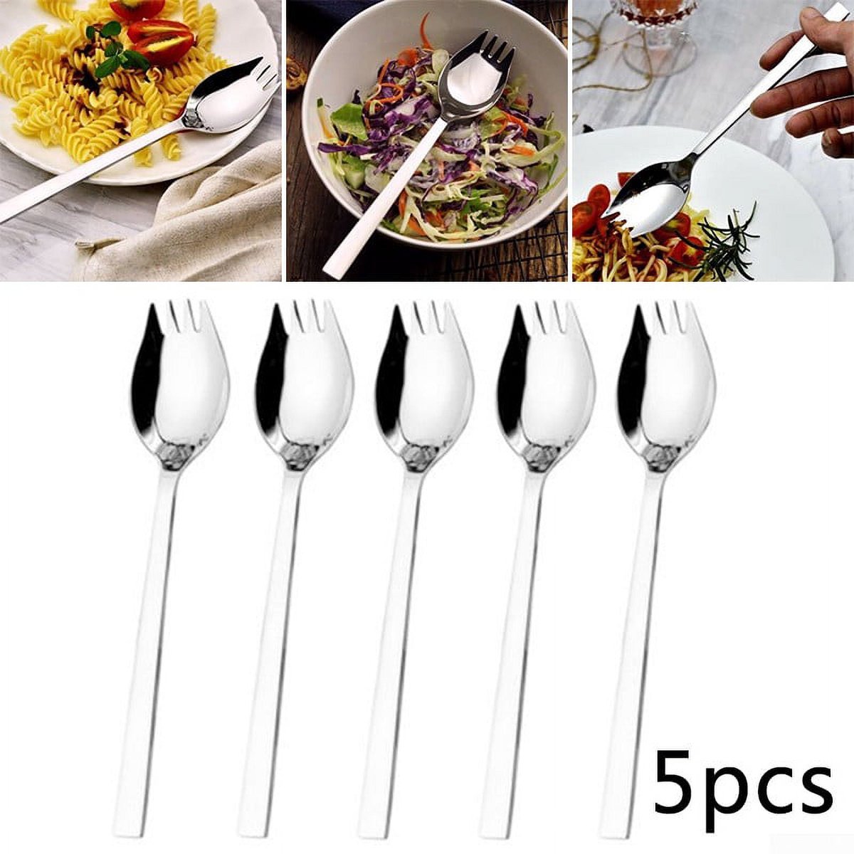 5-piece stainless steel cutlery set - fork and spoon - soup, salad and noodle spoons and forks - Image 7