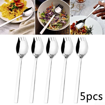 5-piece stainless steel cutlery set - fork and spoon - soup, salad and noodle spoons and forks - Image 7