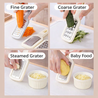 Grater - 3-piece set - Hand grater - Cheese grater - Ginger grater - Garlic grater - Stainless steel - Dishwasher safe - Silver - Image 5